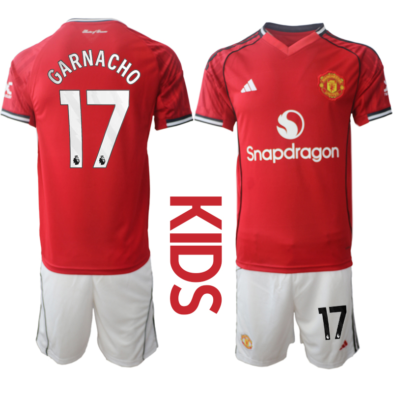 Youth 2025-2026 Club Manchester United home Red 17 Soccer Jersey